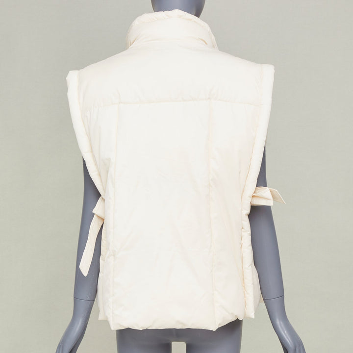 GANNI 2022 oversized shiny puff vest buttercream ivory winter gilet top M