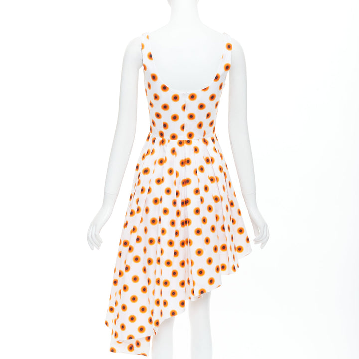 ALEXANDER MCQUEEN 2022 Iris orange paint polka dot asymmetric dress IT38 XS