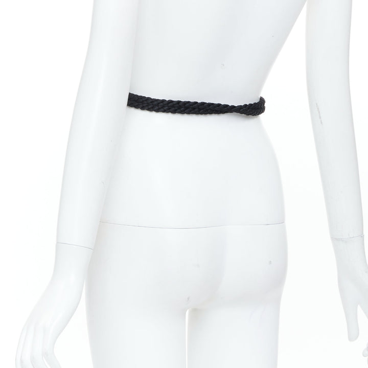 GUCCI 2011 Runway black braided cord rope bamboo tassel selfwrap accessory belt