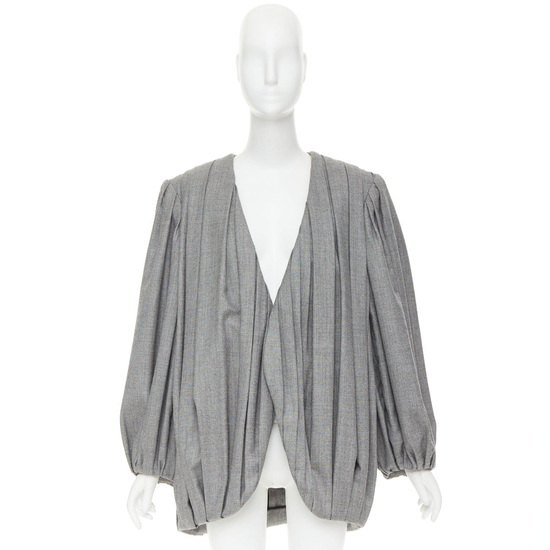 LOUIS VUITTON 2023 Runway grey pleated balloon sleeves power shoulder jacket