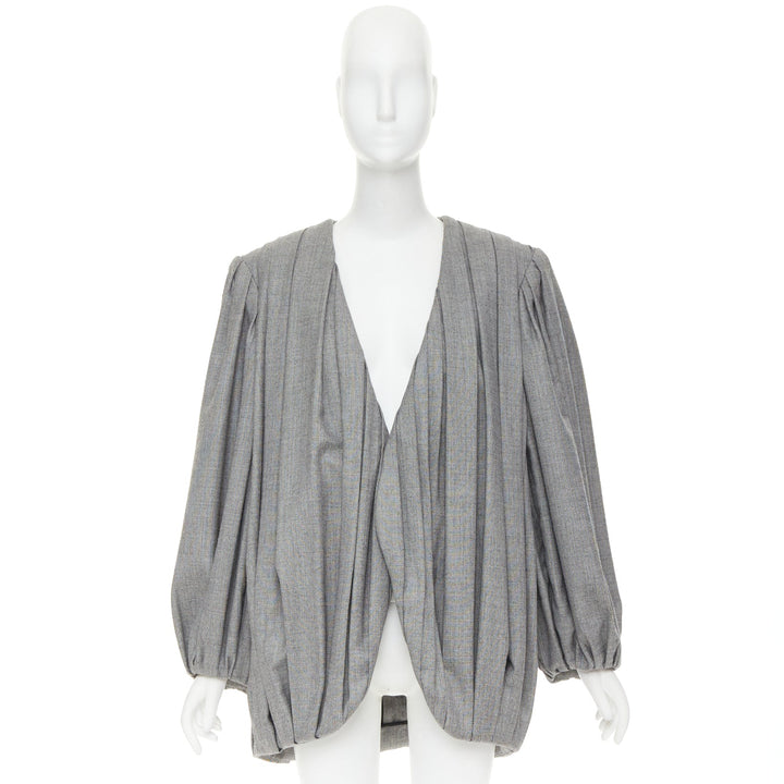 LOUIS VUITTON 2023 Runway grey pleated balloon sleeves power shoulder jacket