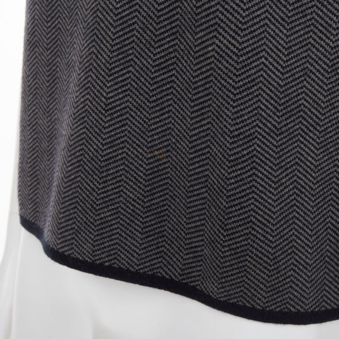 PRADA Vintage herringbone chevron contrast trim cashmere v-neck vest top IT48 M