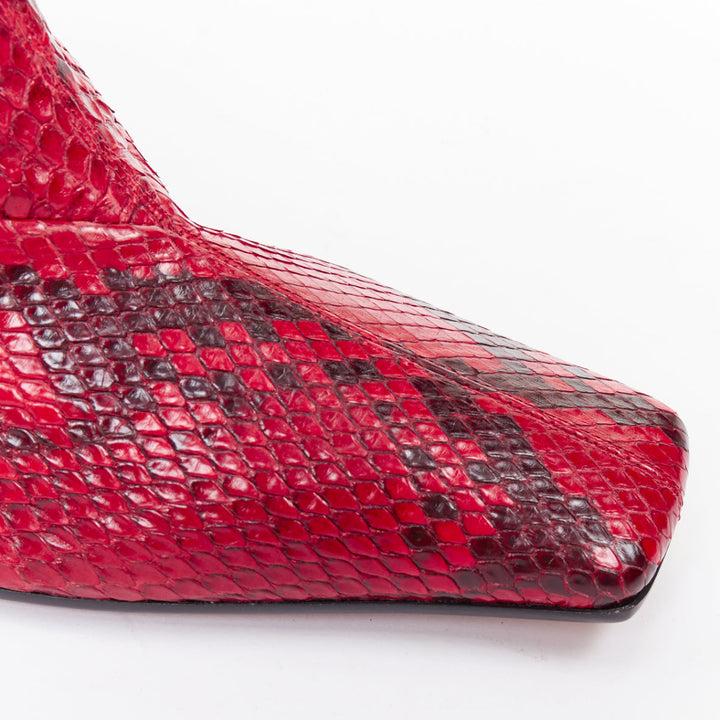 OLD CELINE Phoebe Philo Madame Flared red leather square toe ankle boots EU39