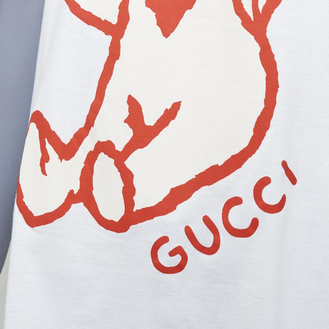 GUCCI GARDEN red cartoon bear heart cotton tshirt XXS