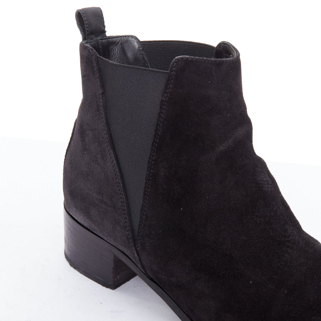 Female mannequin wearing Acne Studios Jensen Black Suede Women Boots in Size EU38 | Available at JHROP