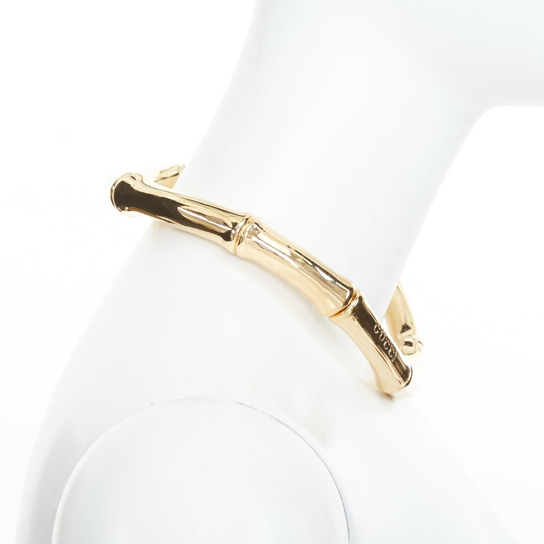 GUCCI 2025 Runway Ancora bamboo motif yellow gold tone brass choker necklace