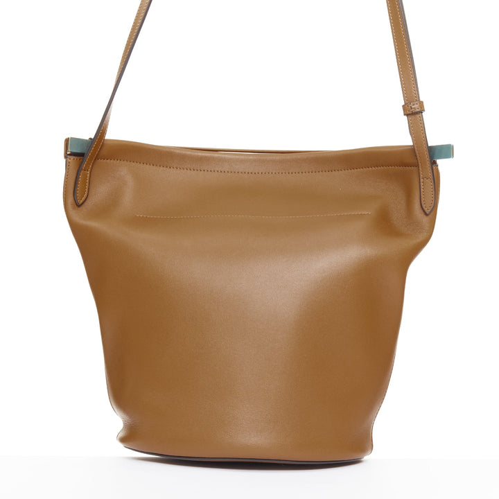CELINE 2018 Phoebe Philo Clasp Bucket tan brown smooth calf  clasp shoulder bag