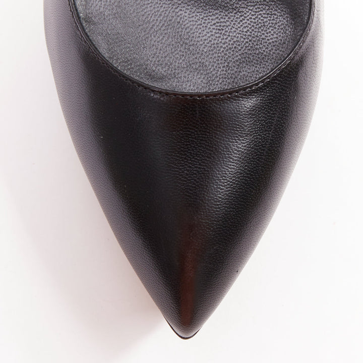 SAINT LAURENT Janis 80 black leather corset lace heel platform pumps EU37.5