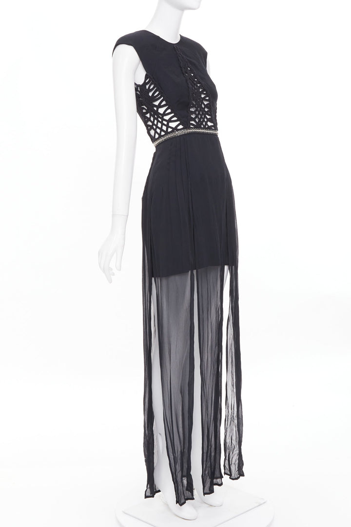 SASS & BIDE Lace Twist black cut out viscose blend apparel dress US6 M