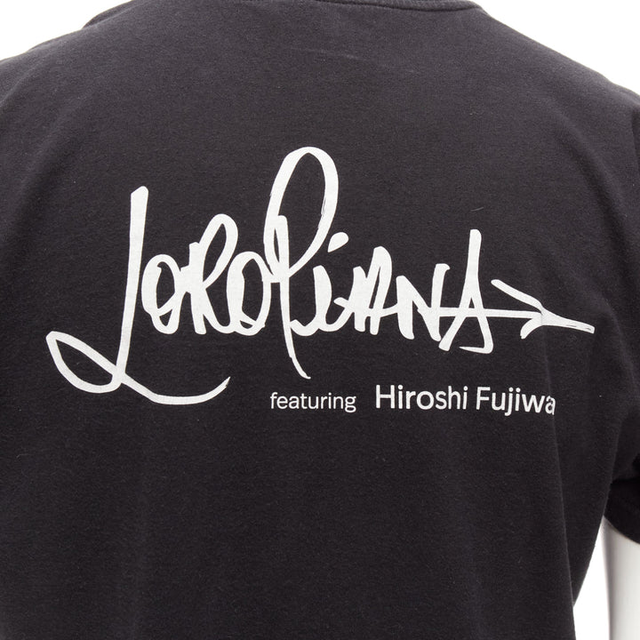 LORO PIANA Hiroshi Fujiwara black cotton white logo tshirt S