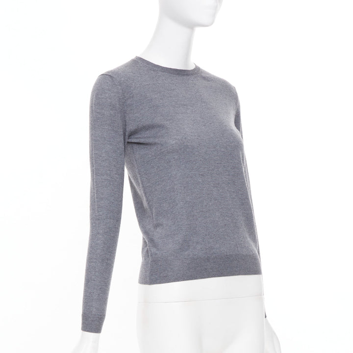 STELLA MCCARTNEY 2016 grey virgin wool fine knit crew sweater IT34 XXS
