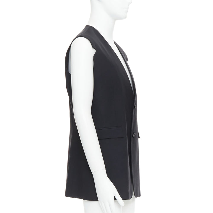 RAF SIMONS 2009 black 100% wool v cut armhole waistcoat IT52 XL