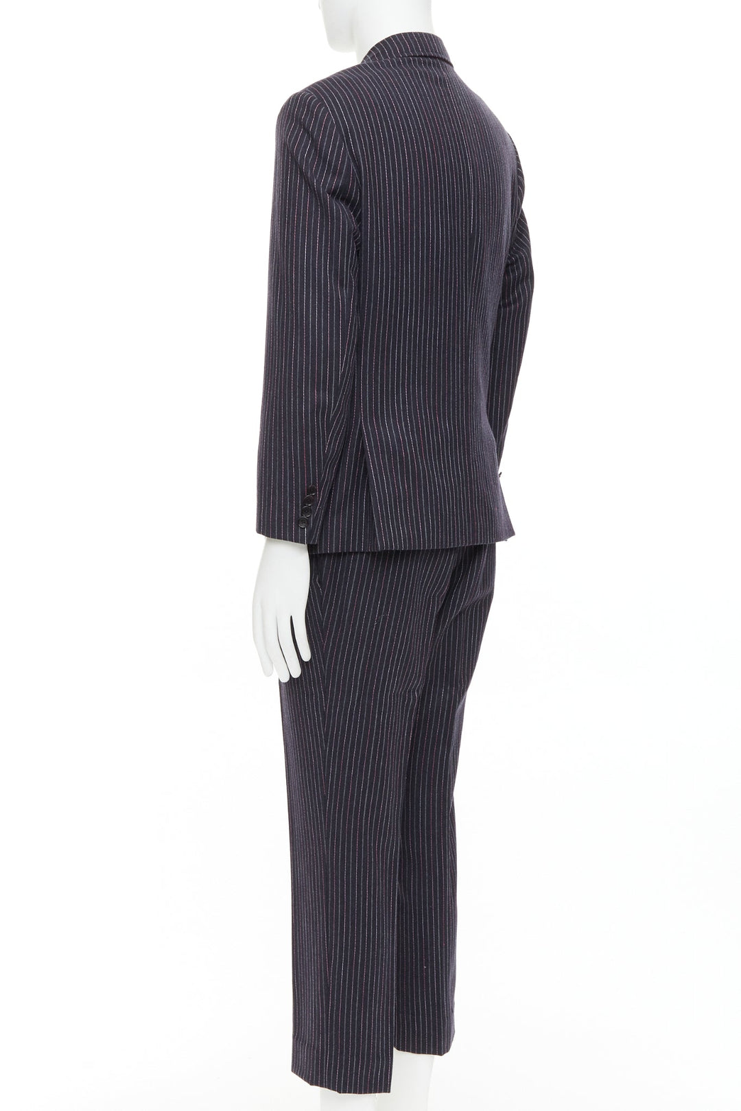 ETRO grey pink pinstripe wool cashmere single breasted blazer pants set IT52 XL