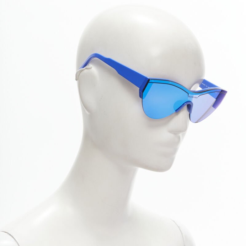 BALENCIAGA DEMNA BB0004SA blue mirrored reflective acetate temple sunglasses