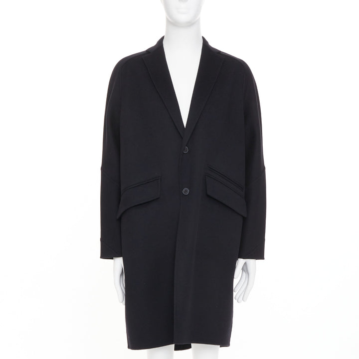 VALENTINO black virgin wool cashmere button flap pocket notch lapel coat IT44 XS
