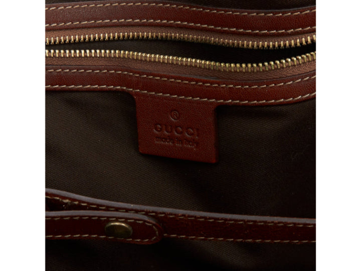 GUCCI Pelham Vintage beige GG monogram canvas brown braided handle boho bag