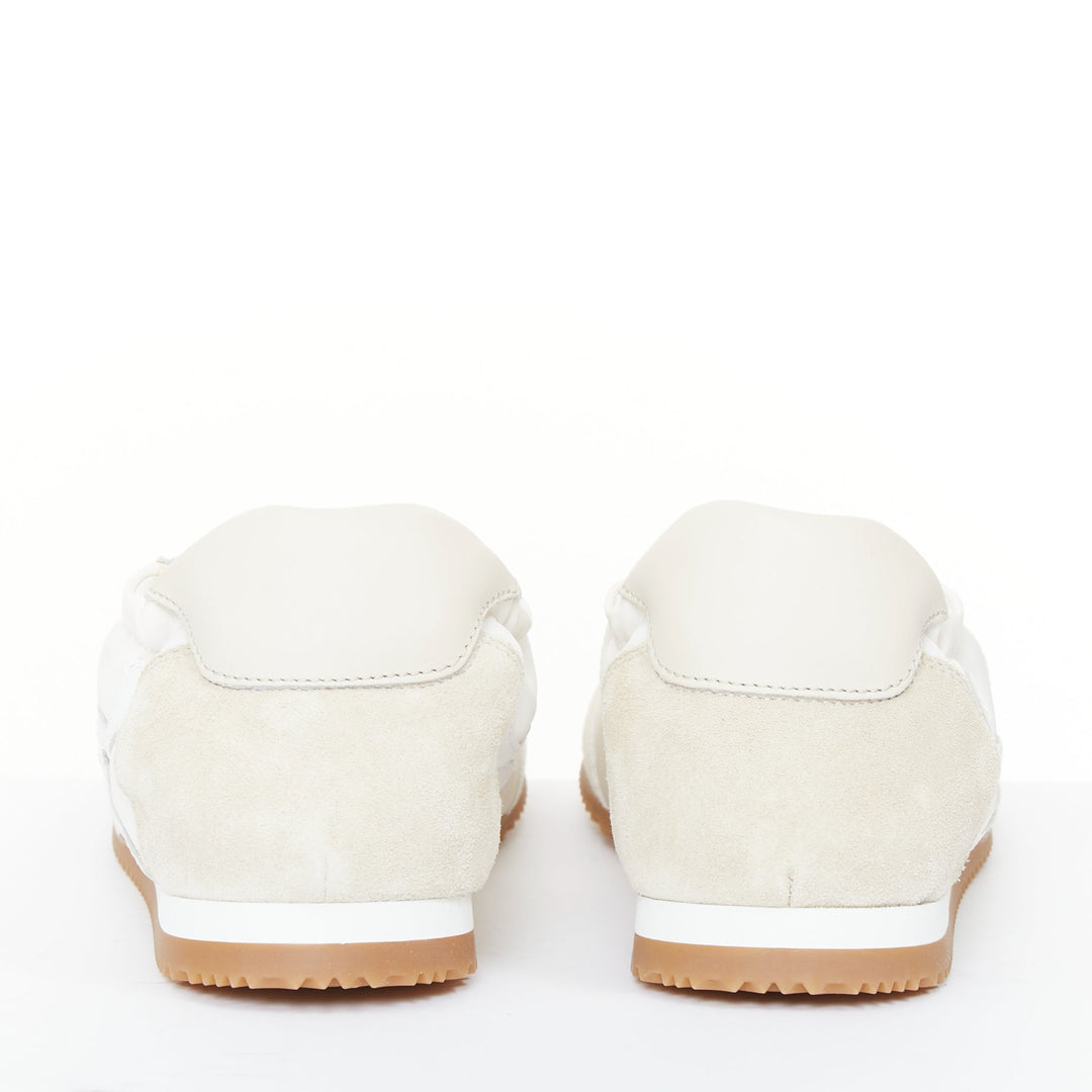 LOEWE Flow Runner white nylon light beige suede classic low top sneaker EU38 US8