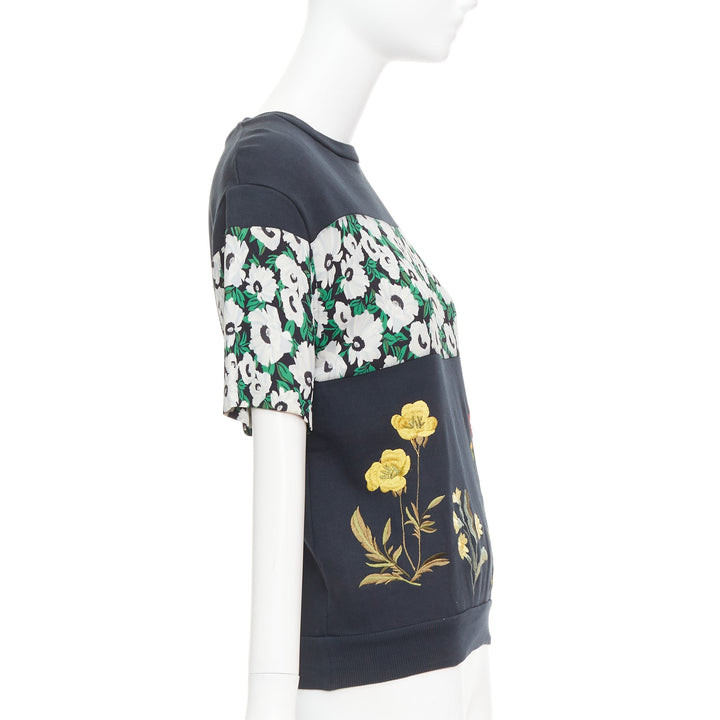 STELLA MCCARTNEY 2015 black cotton poppy daisy embroidery sweater IT38 XS