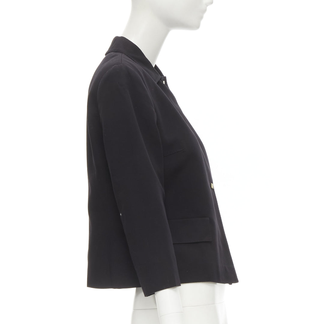 VALENTINO Vintage copper tone square buttons black cropped blazer IT44 L