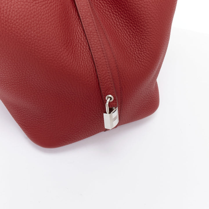 HERMES Picotin Lock 22 red clemance palladium hardware tote bag