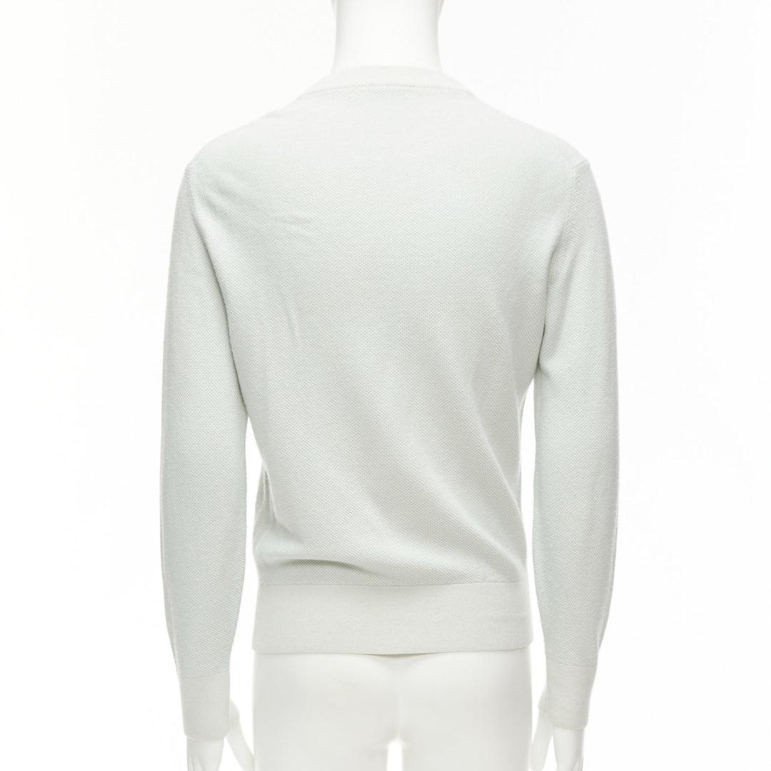 LORO PIANA light green silk cashmere big checkered knitted sweater IT48 M