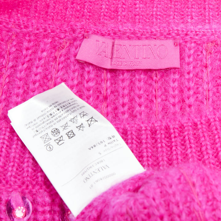 VALENTINO 2022 Pier Paolo Piccioli hot pink mohair blend jewel sweater S