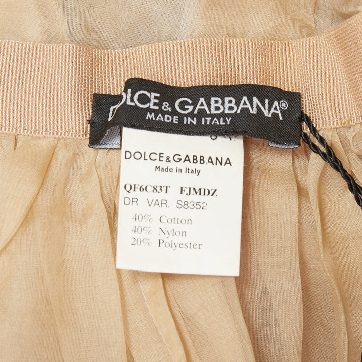 DOLCE GABBANA 2008 Runway beige barocco jacquard tulle strapless belted dress