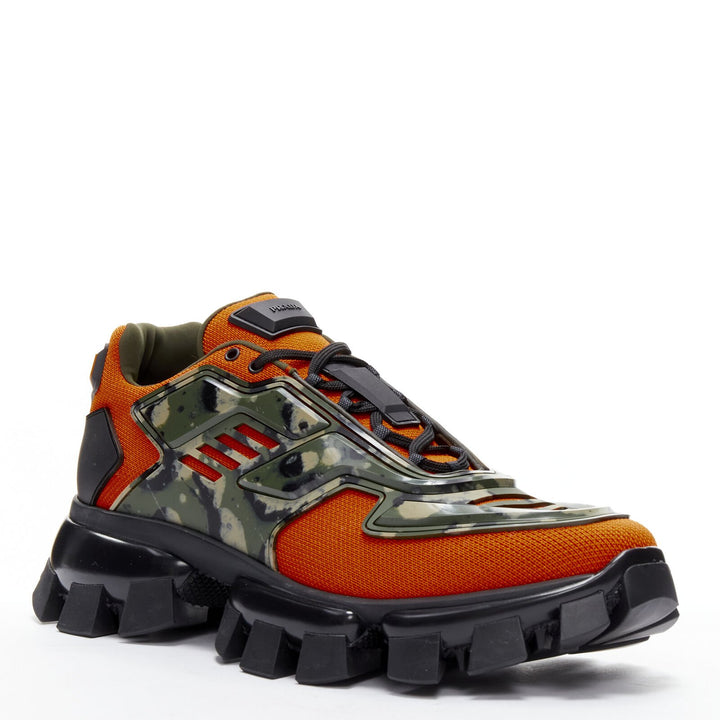 rare PRADA Cloudbust Thunder orange green camo sneaker UK9.5 EU43.5