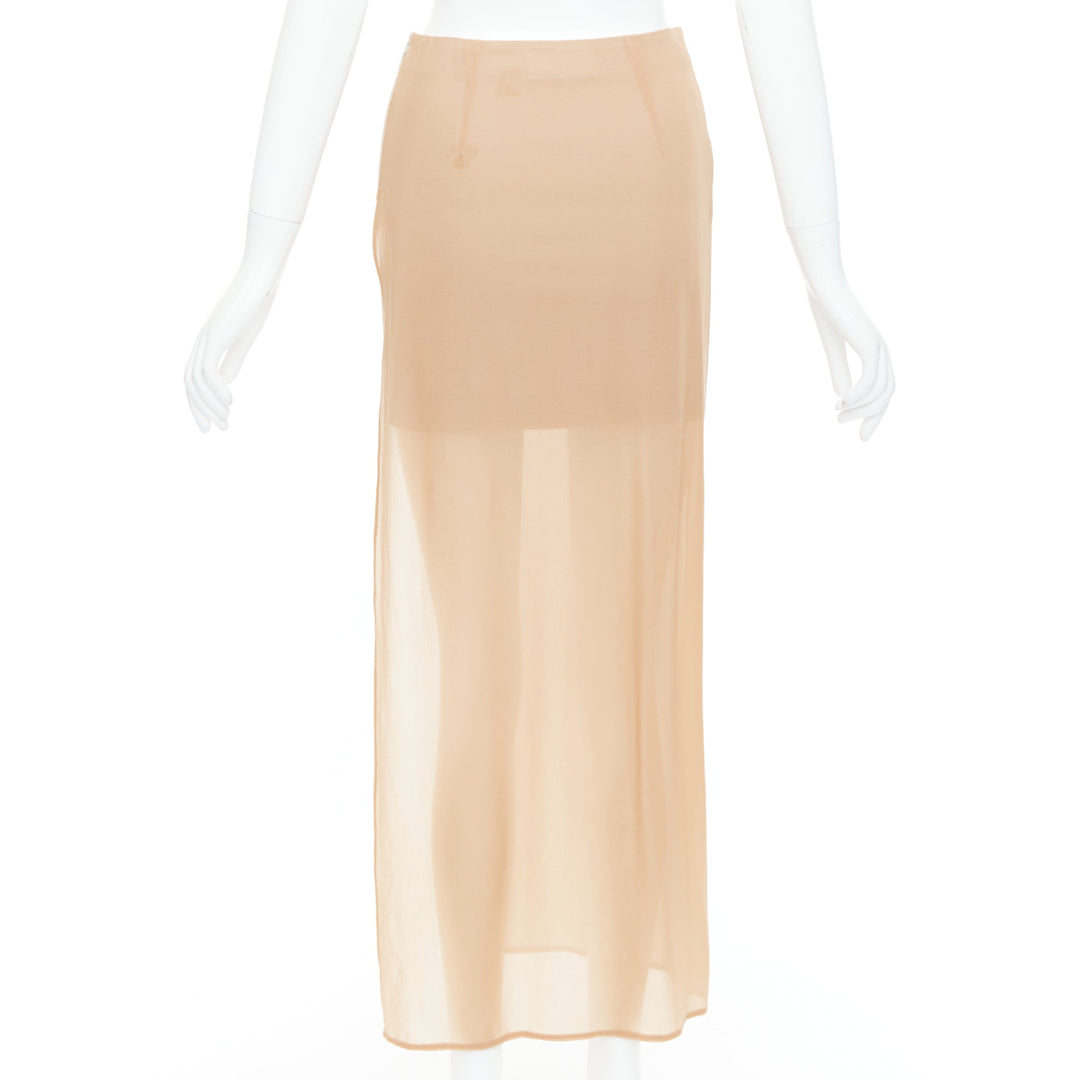 MAISON MARGIELA 2013 nude cream sheer layered asymmetric skirt IT38 XS