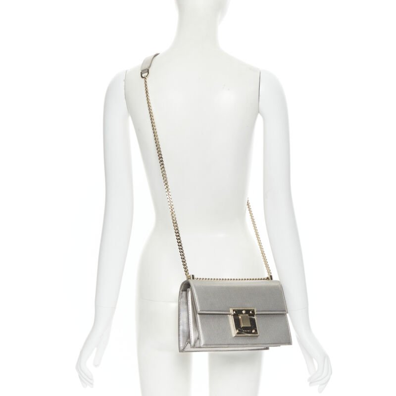 VERSACE Diamente silver gold Medusa clasp chunky chain structured bag