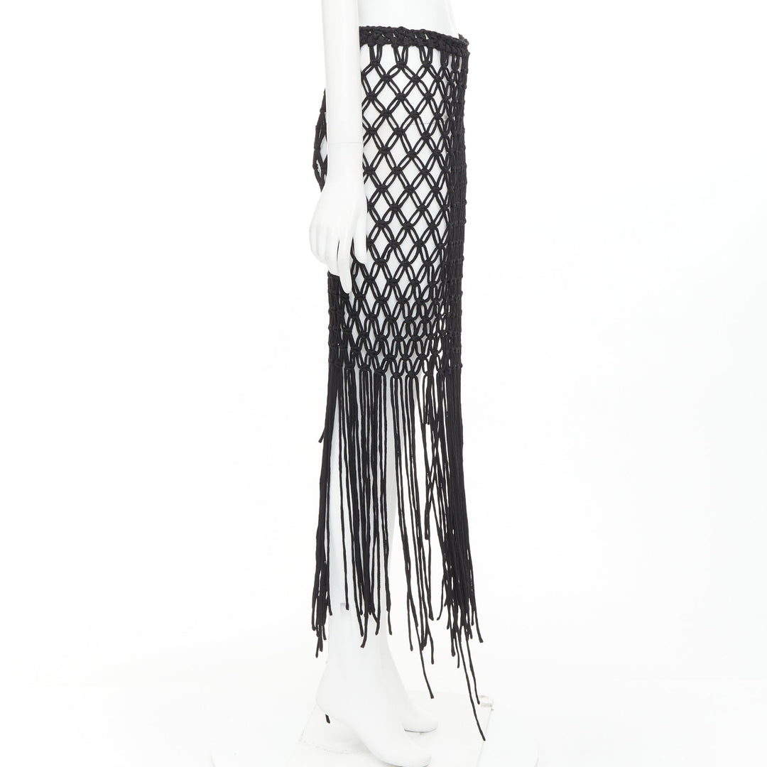 rare DRIES VAN NOTEN 2023 Runway handmade Macrame woven fringe tie skirt