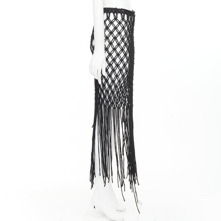 rare DRIES VAN NOTEN 2023 Runway handmade Macrame woven fringe tie skirt