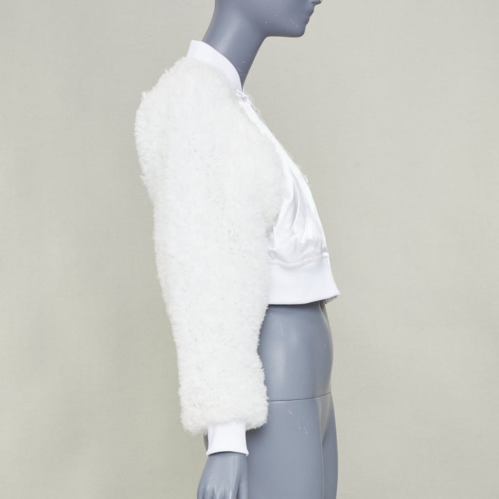 COMME DES GARCONS GIRL 2022 white tulle ruffle sleeve satin cropped jacket M