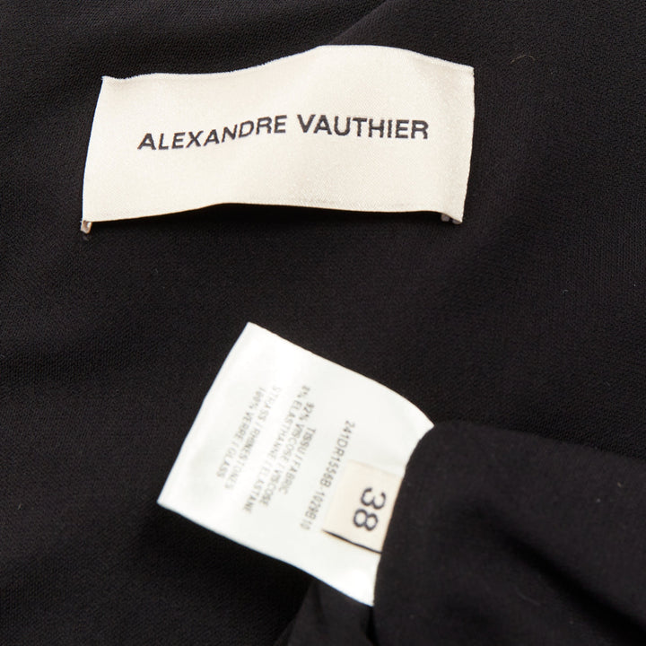 ALEXANDRE VAUTHIER black strass crystal Power shoulder padded wrap draped gown