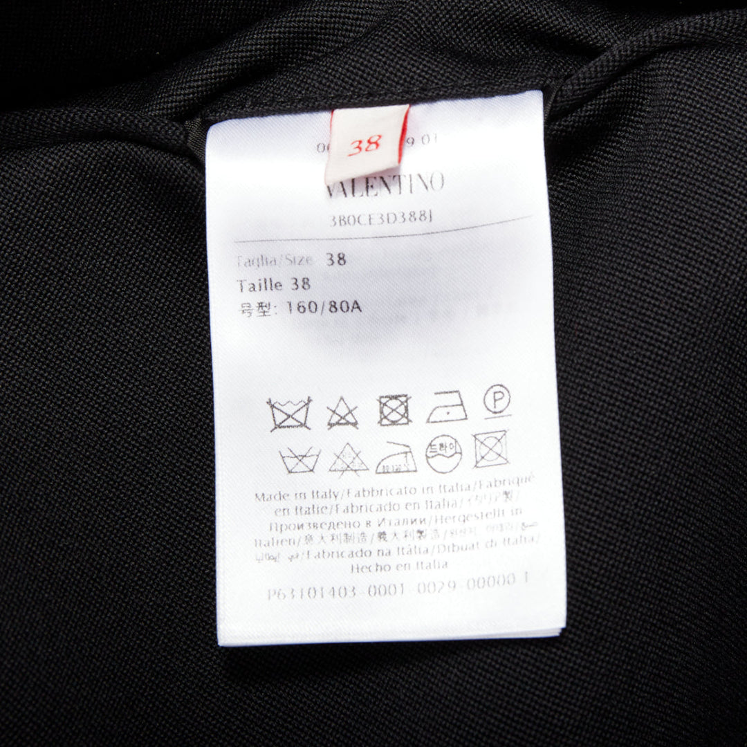 VALENTINO 2023 black virgin wool power shoulder double breasted coat IT38 XS