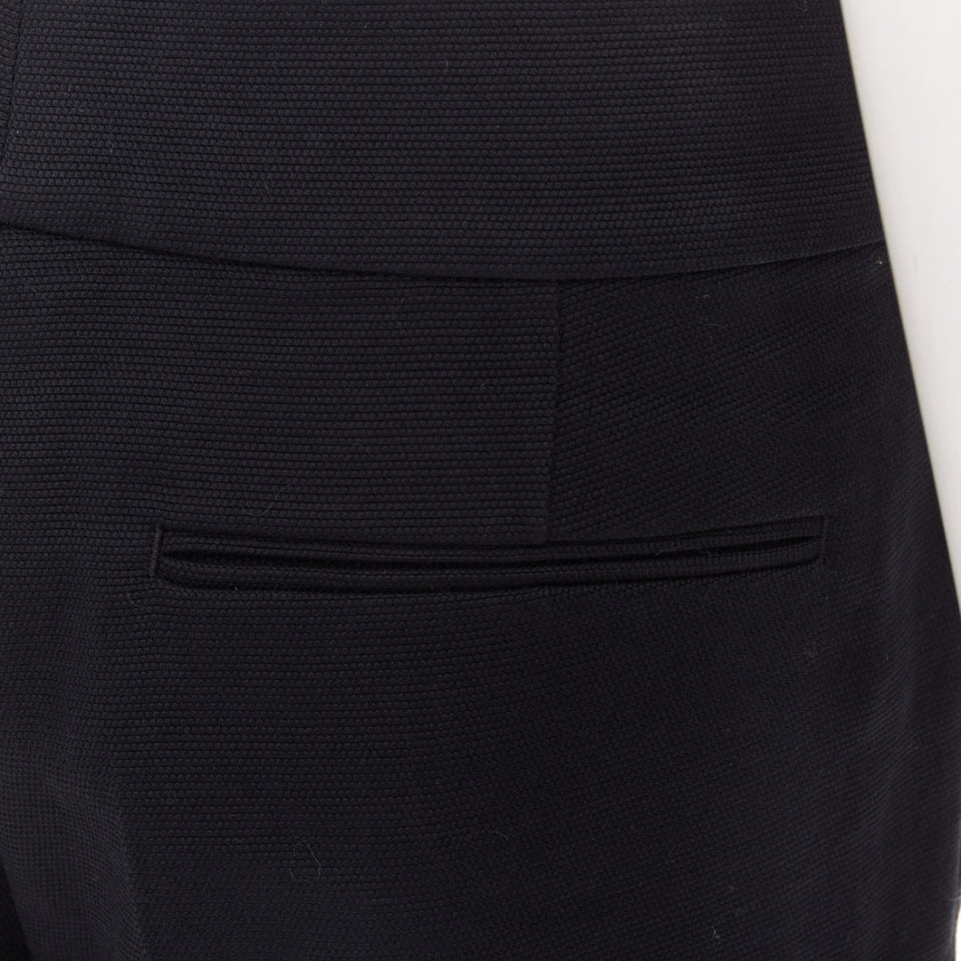 DRIES VAN NOTEN black wool cotton pleated front wide leg trousers pants FR38 M