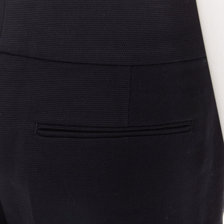 DRIES VAN NOTEN black wool cotton pleated front wide leg trousers pants FR38 M