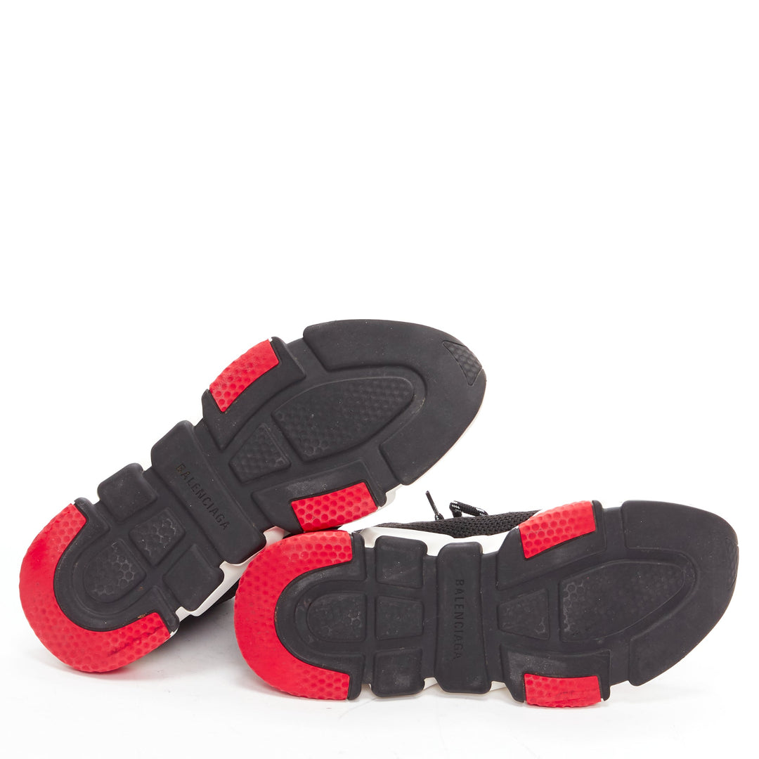 BALENCIAGA Speed black white red logo laced sock sneakers EU40