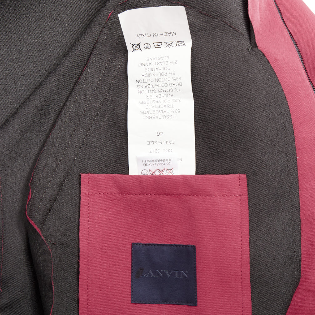 LANVIN red triacetate flap pocketed biker style bomber jacket FR46 S