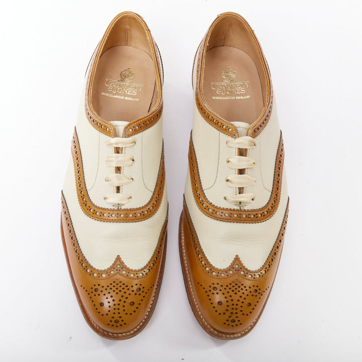 CROCKETT AND JONES Alice brown nude leather wingtip brogue oxford UK7 EU40