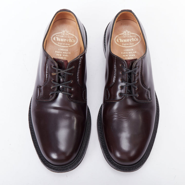 CHURCH'S Shannon burgundy smooth leather lace up classic loafers UK6 EU40