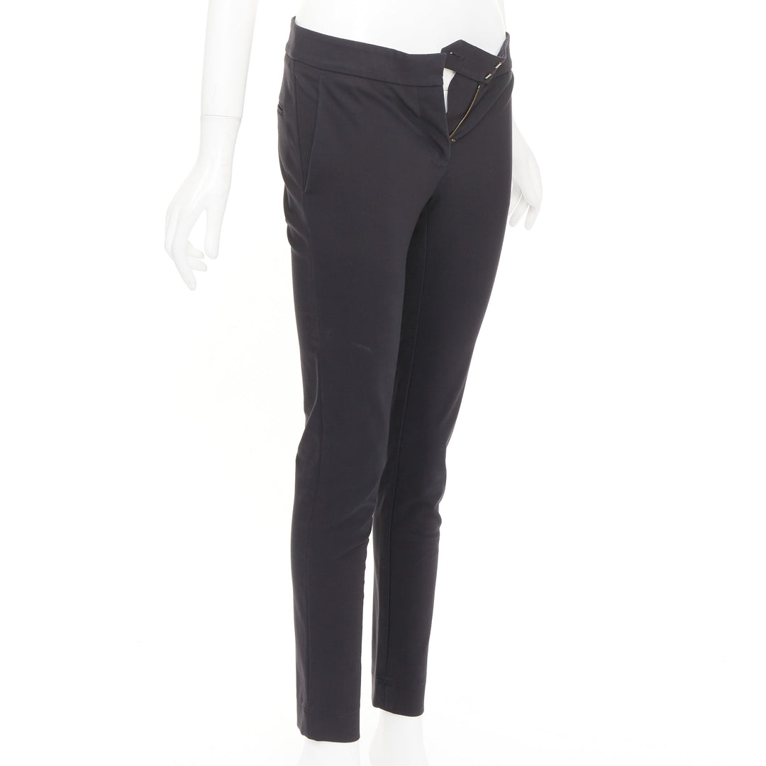 STELLA MCCARTNEY black cotton blend slash pockets cigarette trousers IT38 XS