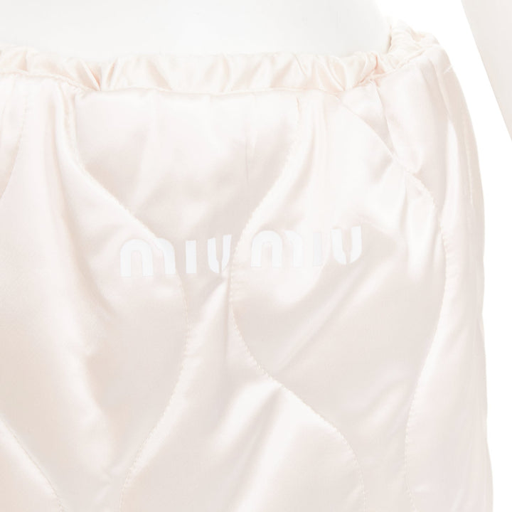 MIU MIU 2021 Runway Winter Pants off white quilted nylon wide pants IT38 XS