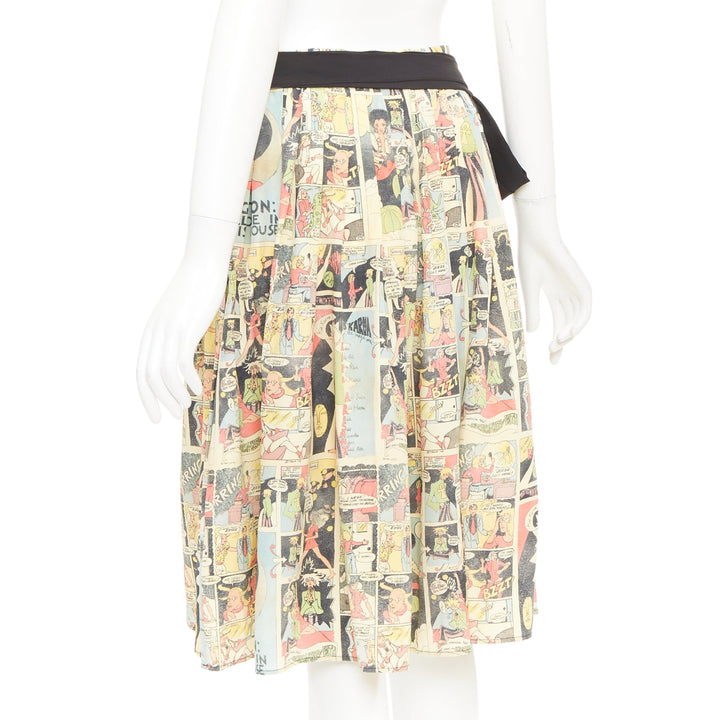 PRADA 2018 Runway manga anime comic strip graphic black tie silk skirt IT40 S