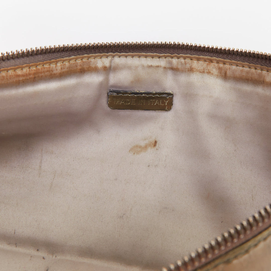 BURBERRY Nova Check metallic gold leather House Check applique zip clutch bag