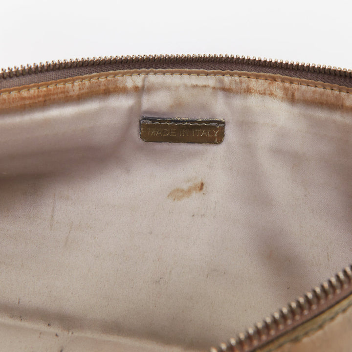 BURBERRY Nova Check metallic gold leather House Check applique zip clutch bag