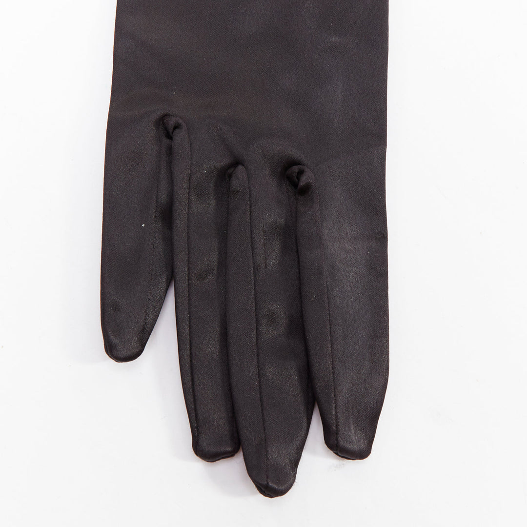 GIORGIO ARMANI black satin classic short evening gloves