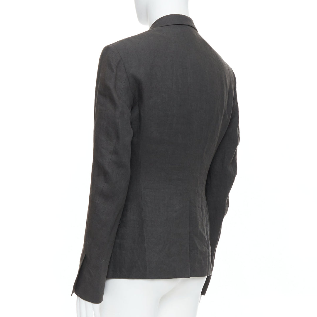 Male mannequin wearing Haider Ackermann Grey Linen Men Blazers in Size  S | Available at JHROP