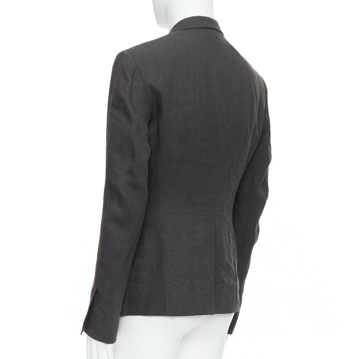 HAIDER ACKERMANN 100% linen grey double breasted blazer jacket S