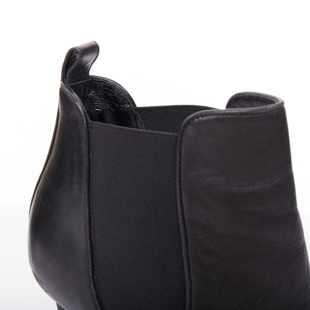 MANOLO BLAHNIK black leather pointy toe ankle boot heels EU39.5